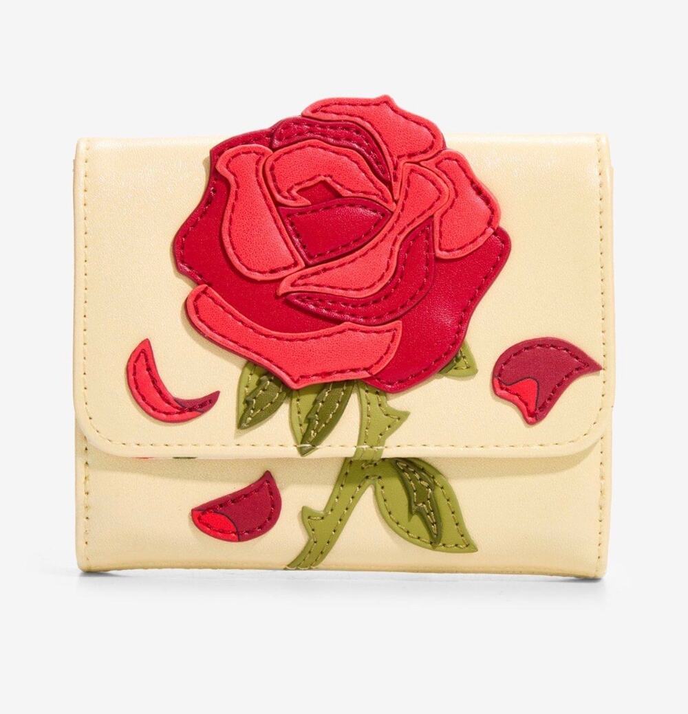 Loungefly Disney Beauty and the Beast Enchanted Rose Shimmer Wallet NWT